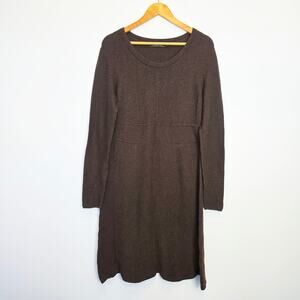 Peruvian Connection Brown 100% Pima Cotton Long Sleeves Knit Dress Sz L Boho